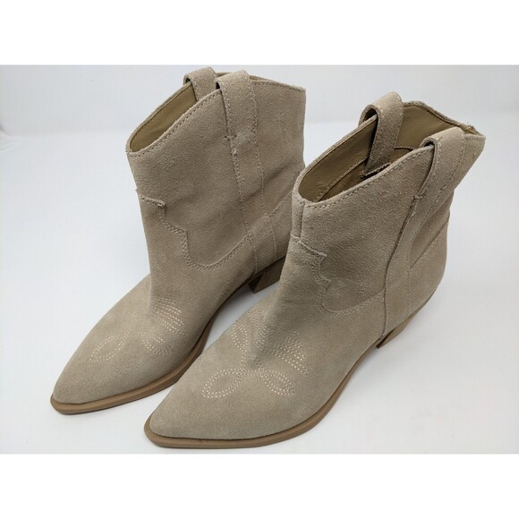 Dolce Vita Ankle Suede Boots Western Beige Slip On Wedge Booties Size 7.5 NEW - Picture 3 of 8